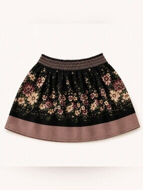 Charlotte Russe Floral Mini Skirt Boho Cottagecore Flowy Black Pink Medium Sz M